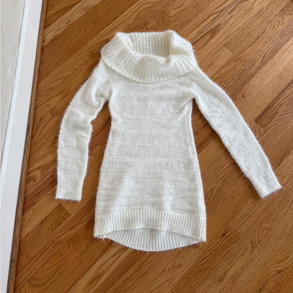 Y2k vintage fuzzy sweater long sweater dress cowl neck - Picture 1 of 2